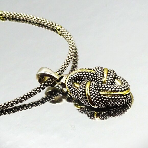 LAGOS Caviar Collection Sterling Silver & 18K Gold Pendant & Chain Necklace - Picture 2 of 12